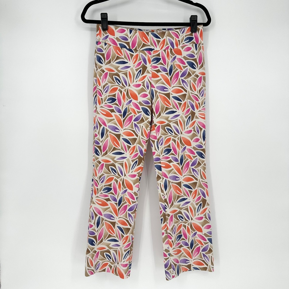 J.McLaughlin Ivy Pull On Cropped Trouser Multi Color Brown Stretchy Women's 6 - Picture 2 of 8